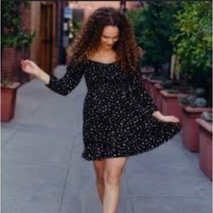 Becool black dress  |flowers pattern | Size S |long sleeve|100%Rayon